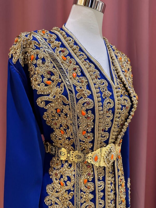 Caftan bleu roi doré