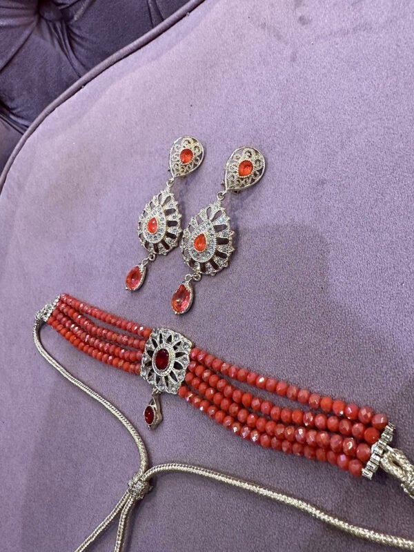 parure ras de cou doré orange – Image 3