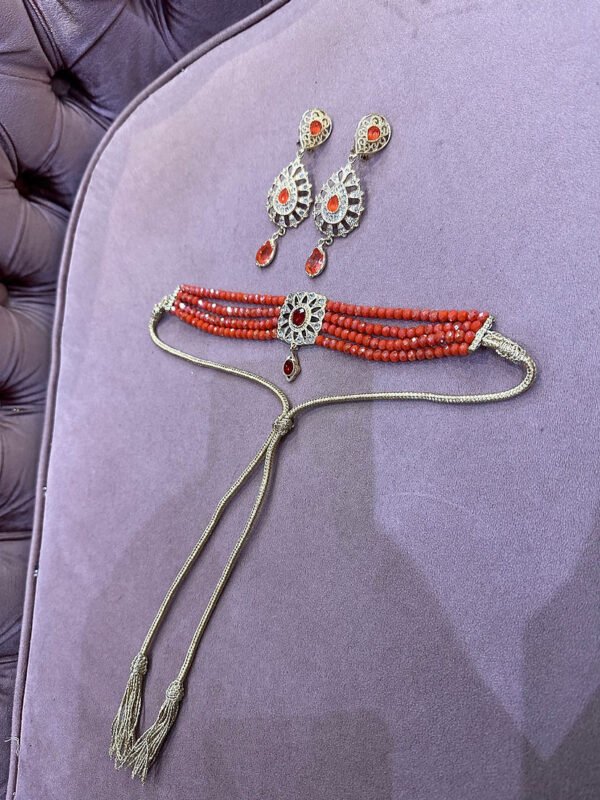 parure ras de cou doré orange – Image 4