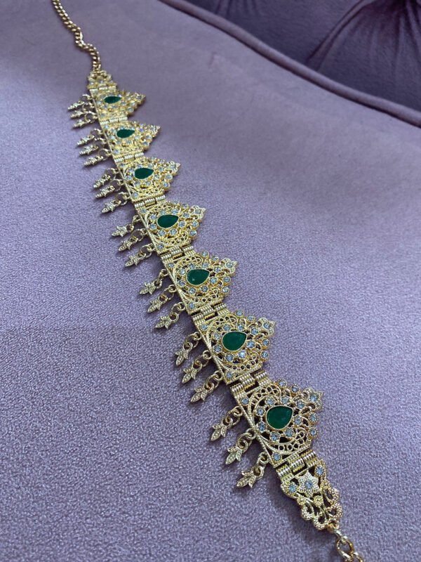 Bijoux de front doré vert