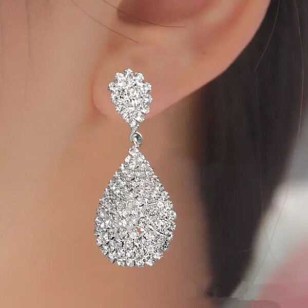 Boucles d’oreilles argenté forme goutte – Image 2