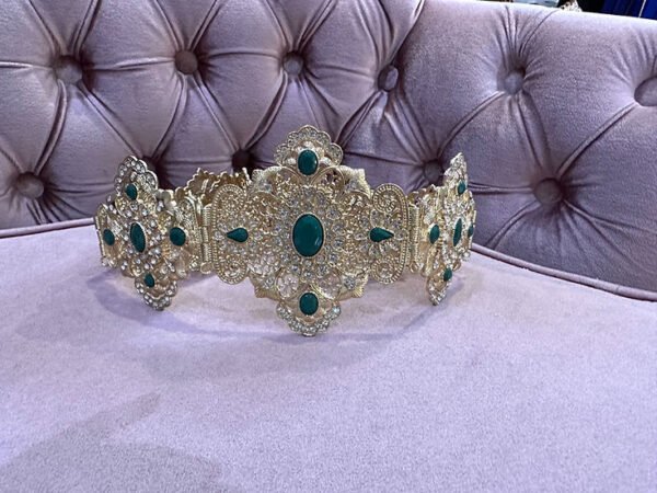 Ceinture métal doré verte – Image 3