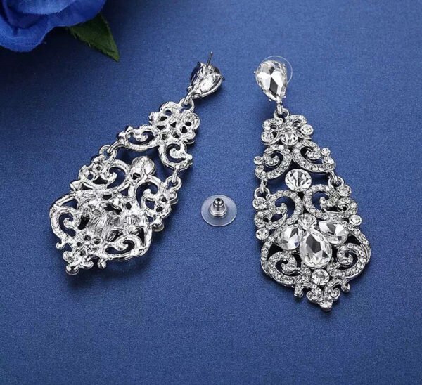 Longues boucles d’oreilles argenté – Image 3