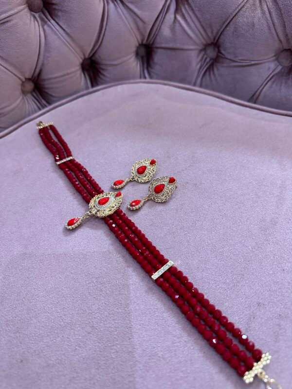 Parure ras de cou Beldi doré bordeaux – Image 3
