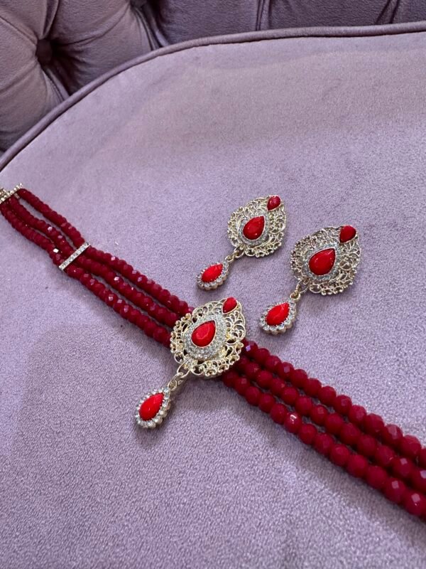 Parure ras de cou Beldi doré bordeaux – Image 5