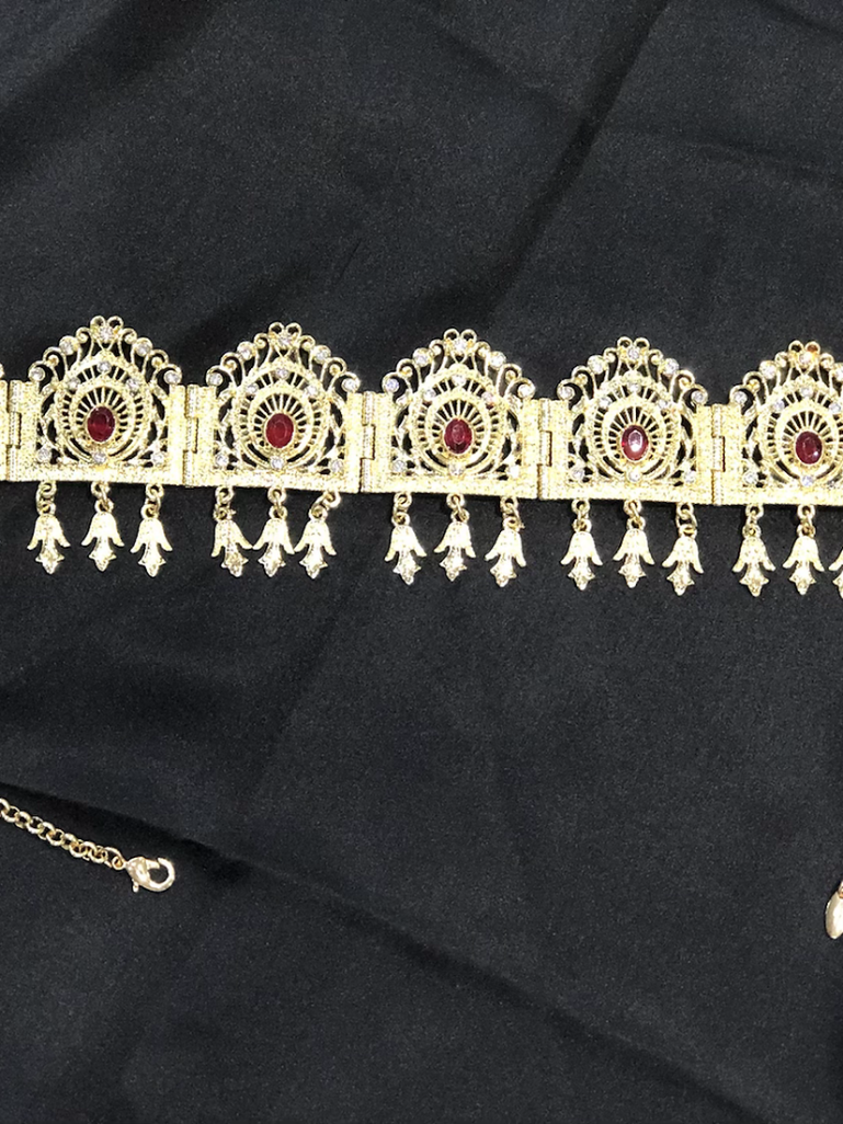 Bijoux de front style orientale strass rouge3