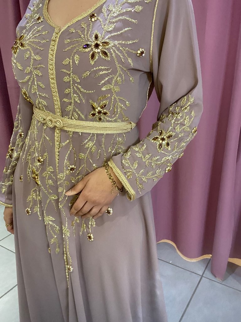 Caftan Taupe et Doré2