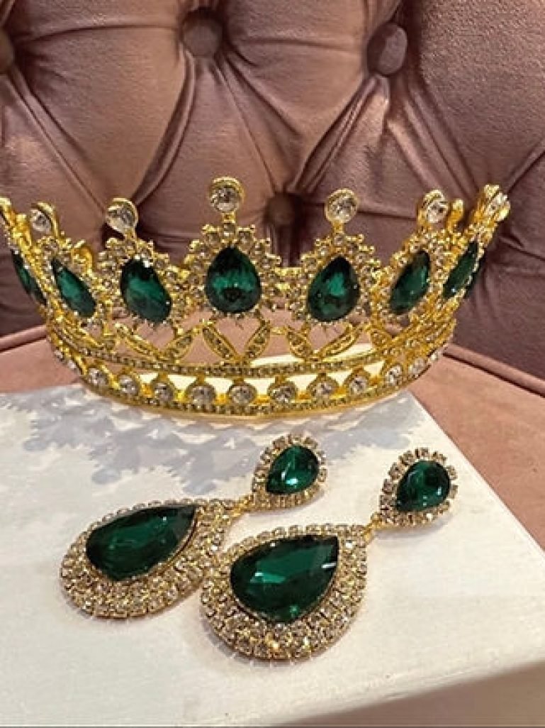Ensemble de bijoux doré vert1